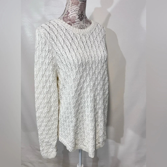 JEANNE PIERRE‎ Ivory cable knit sweater size L. - Picture 7 of 11